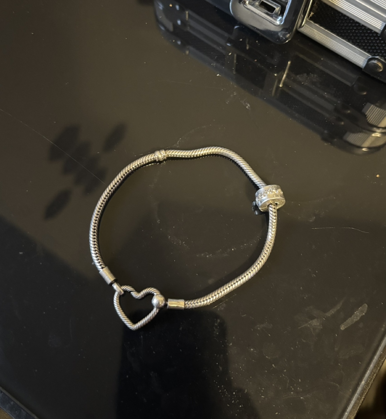 Pandora Silver Bracelet with Heart Clasp