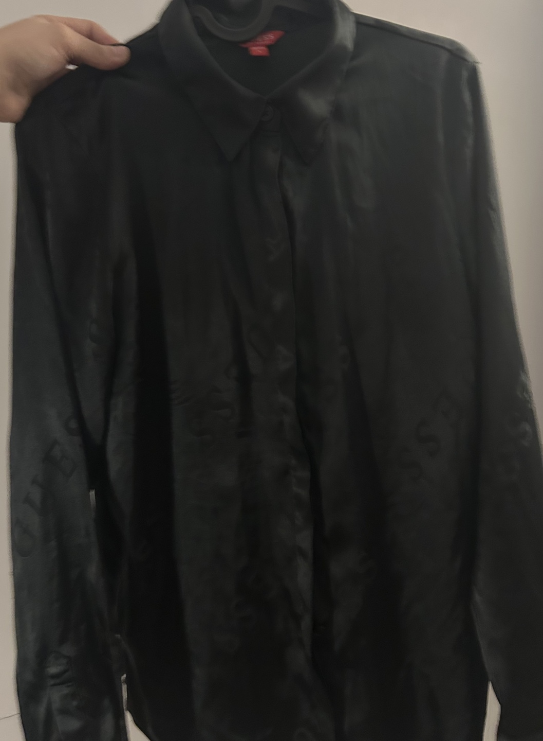 Guess Black Satin Long Sleeve Button-Up Shirt - photo 4