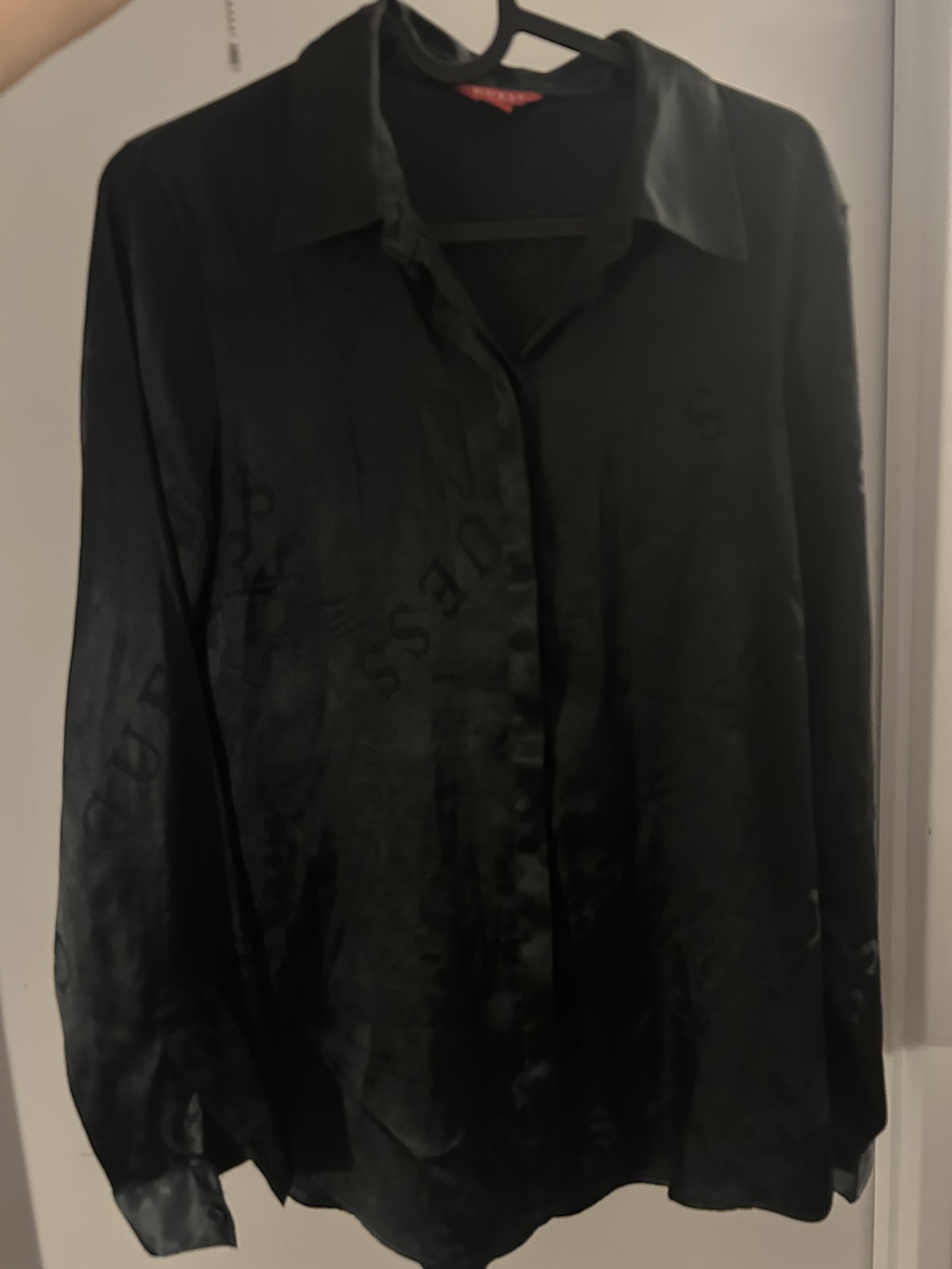 Guess Black Satin Long Sleeve Button-Up Shirt - photo 2