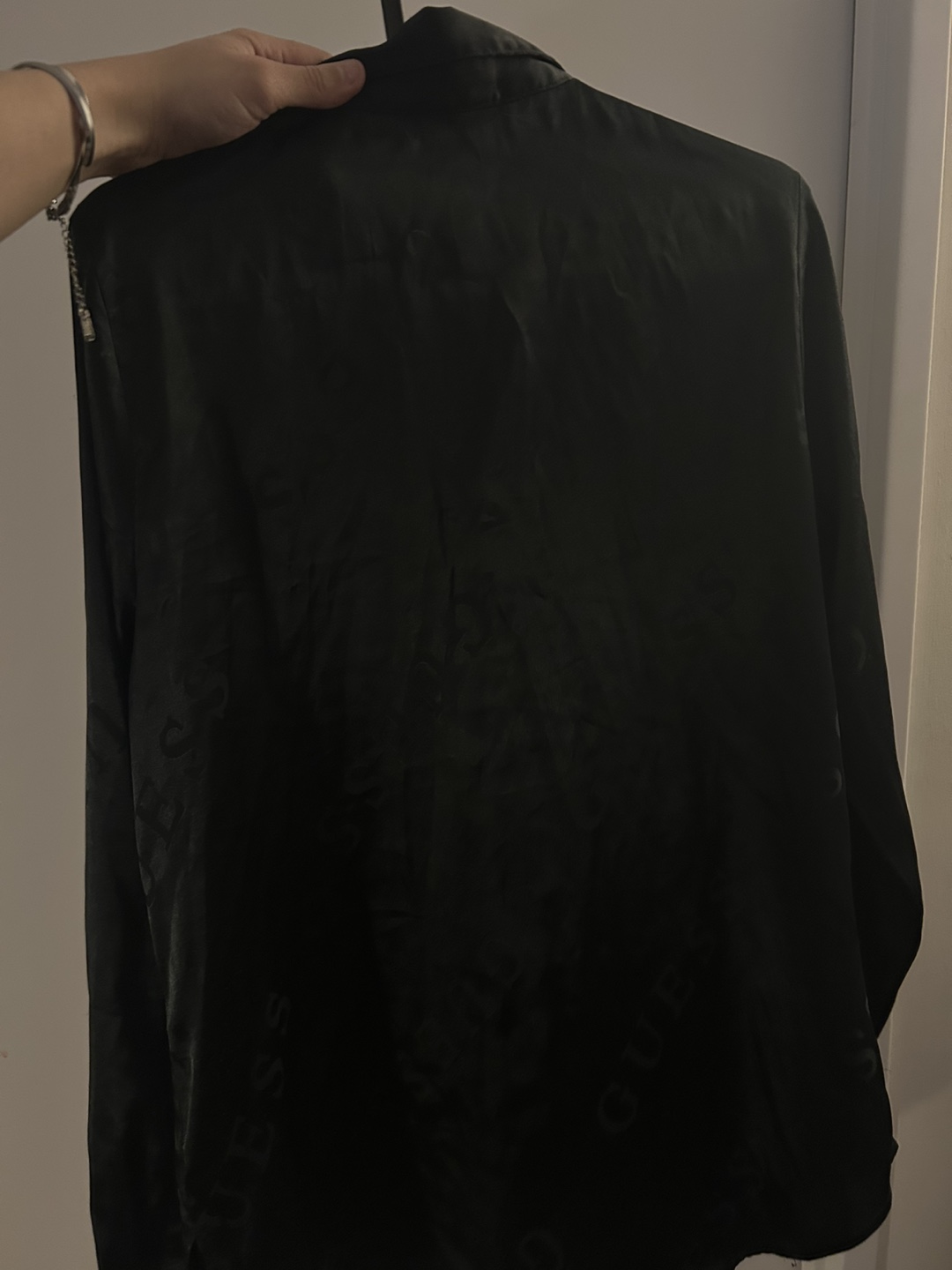 Guess Black Satin Long Sleeve Button-Up Shirt - photo 5