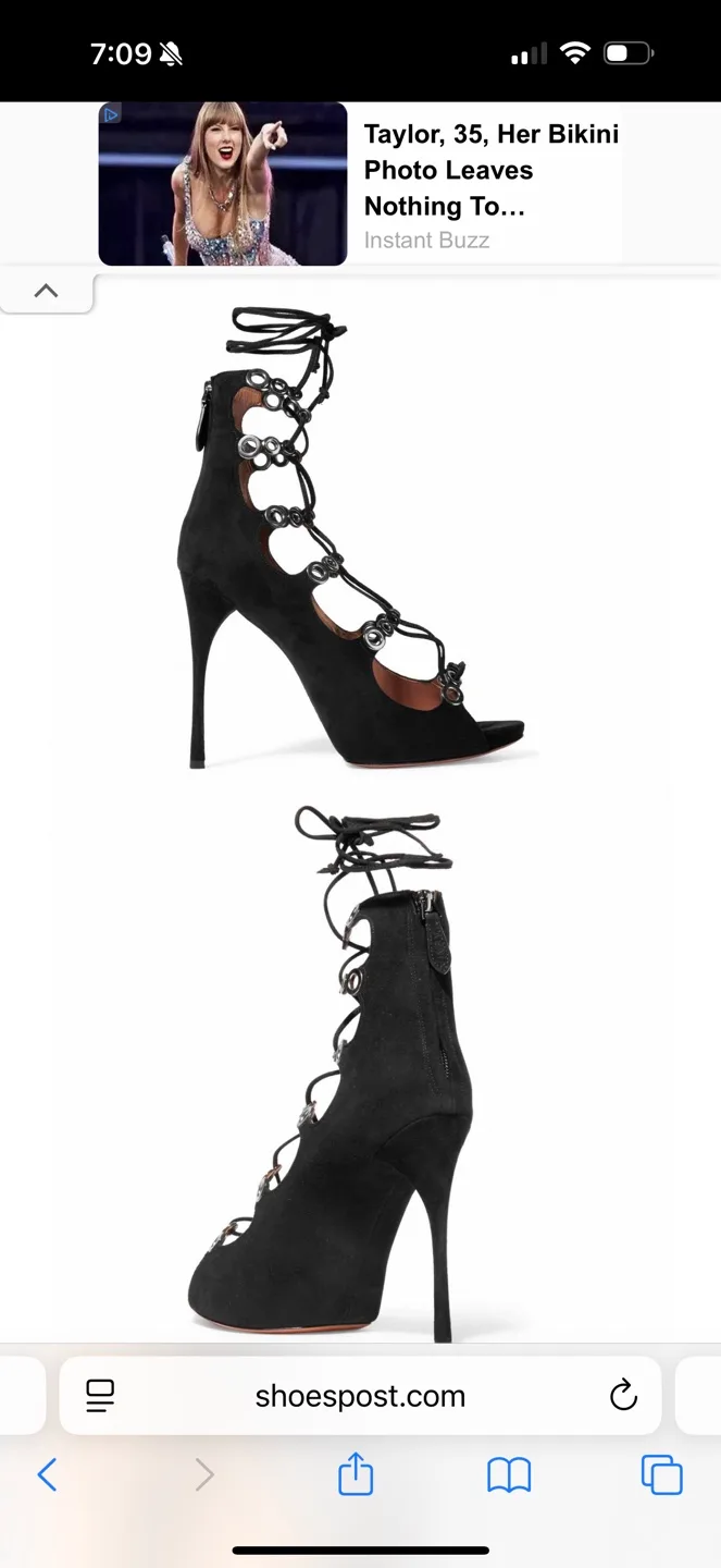 ALAIA Black Suede Lace-Up Sandals image indicator(2)