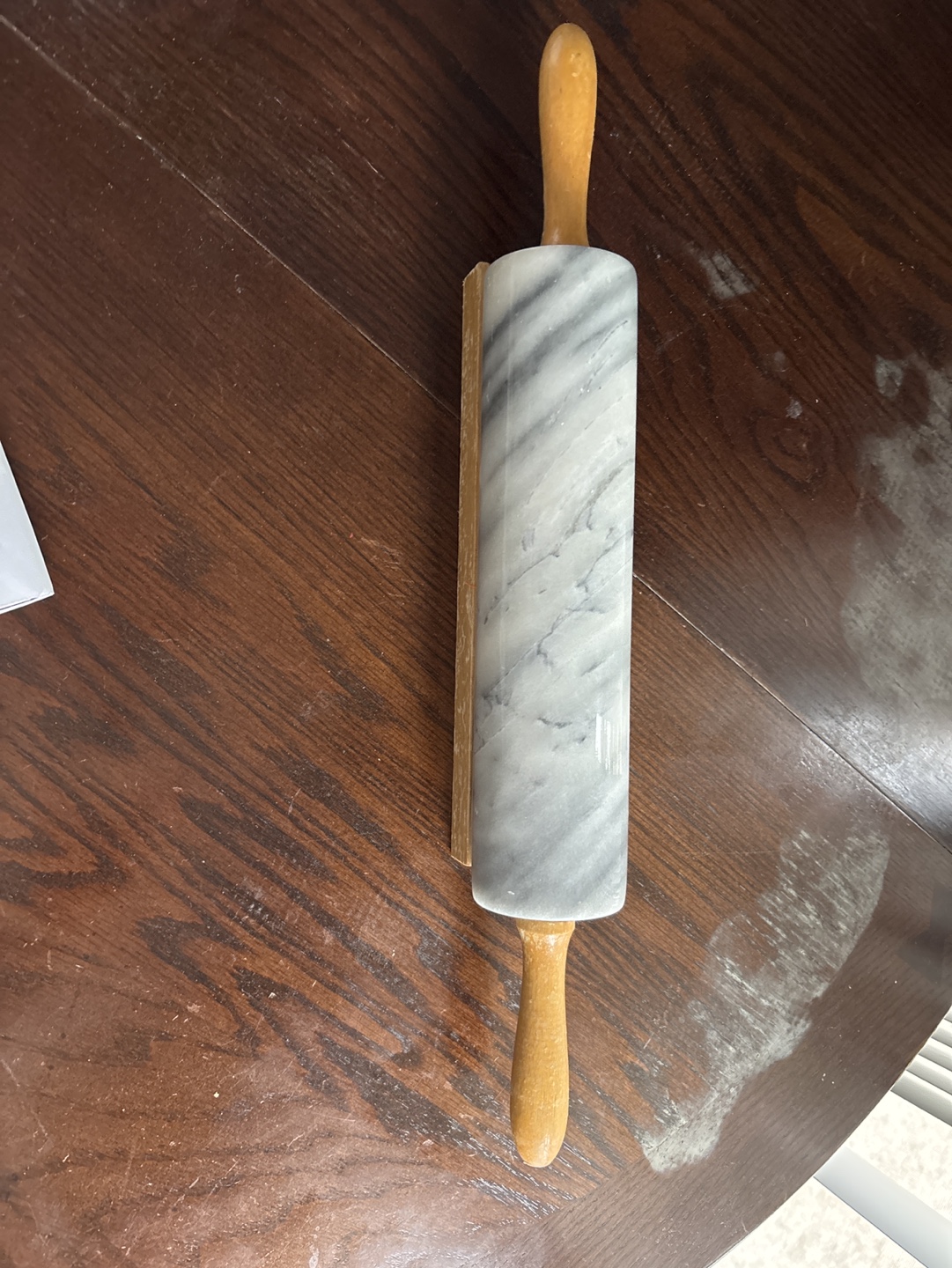 Marble Rolling Pin with Wood Handles and Stand