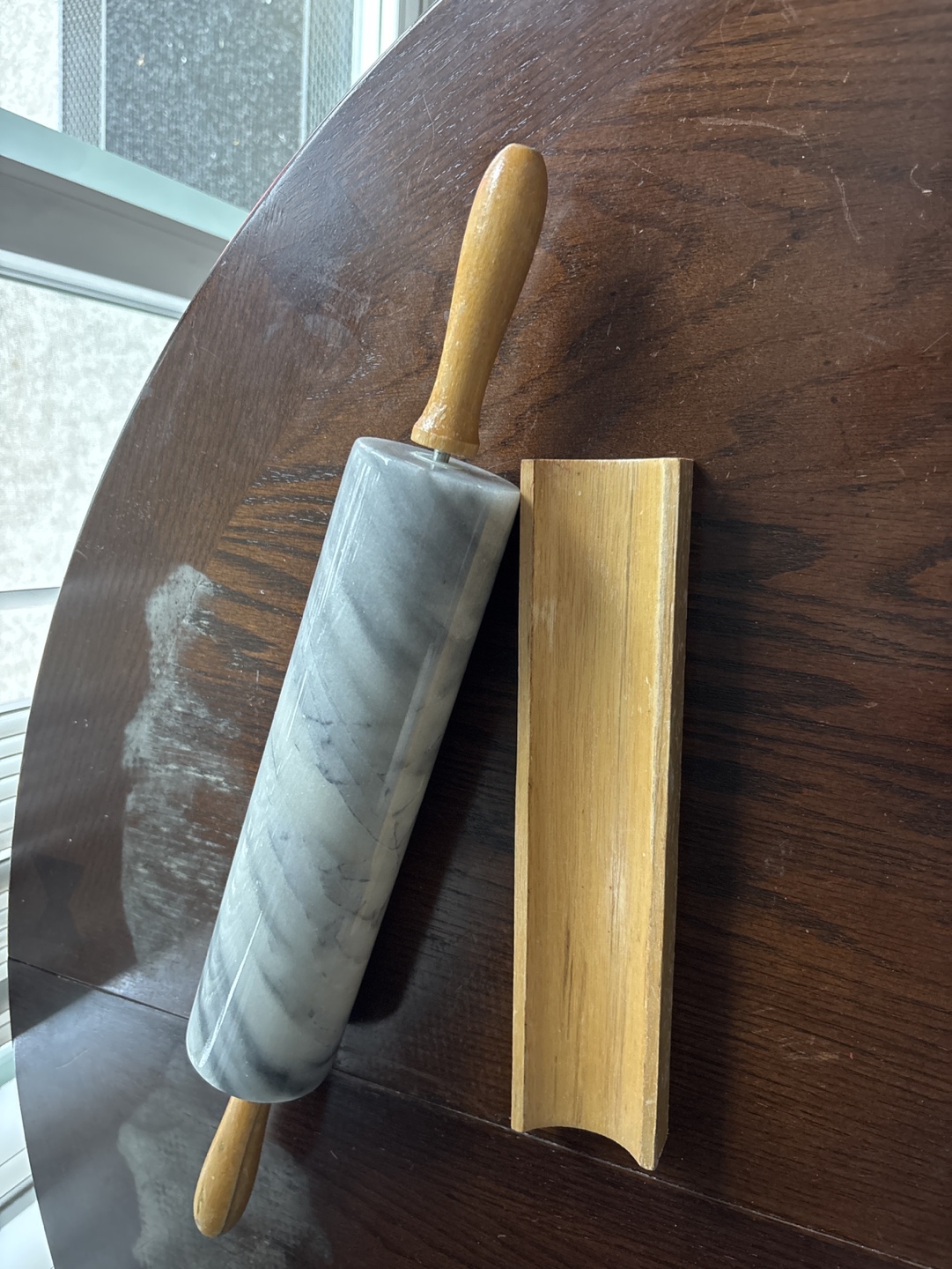 Marble Rolling Pin with Wood Handles and Stand - photo 2