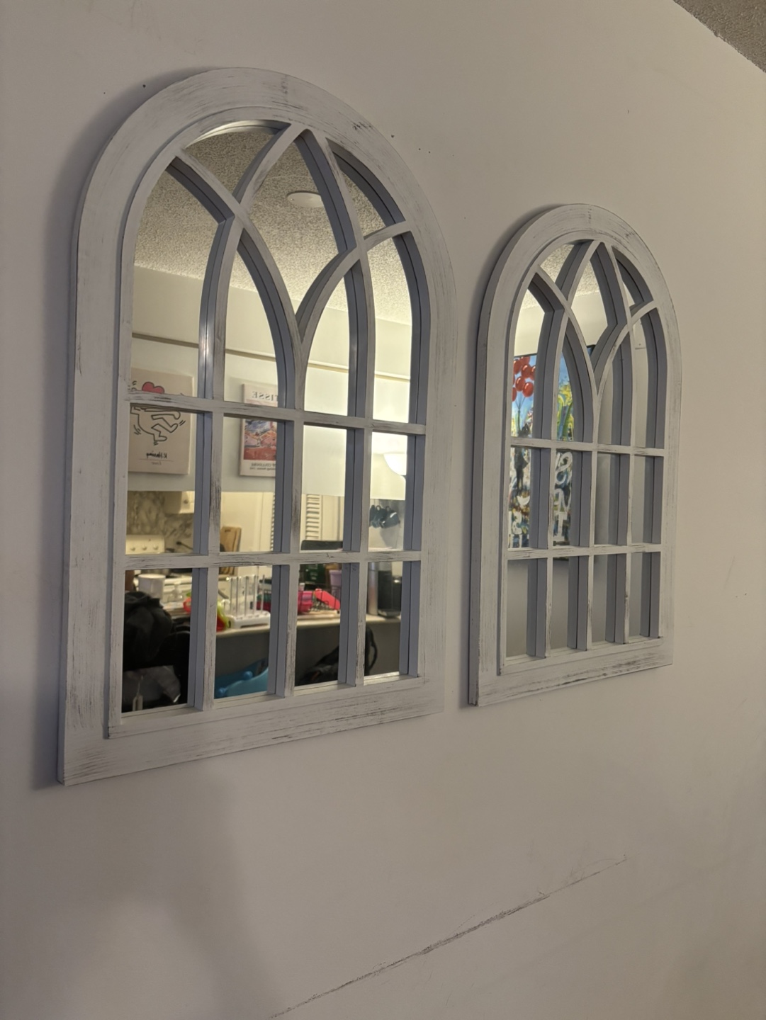 Pair of Arch-Top Farmhouse Mirrors
