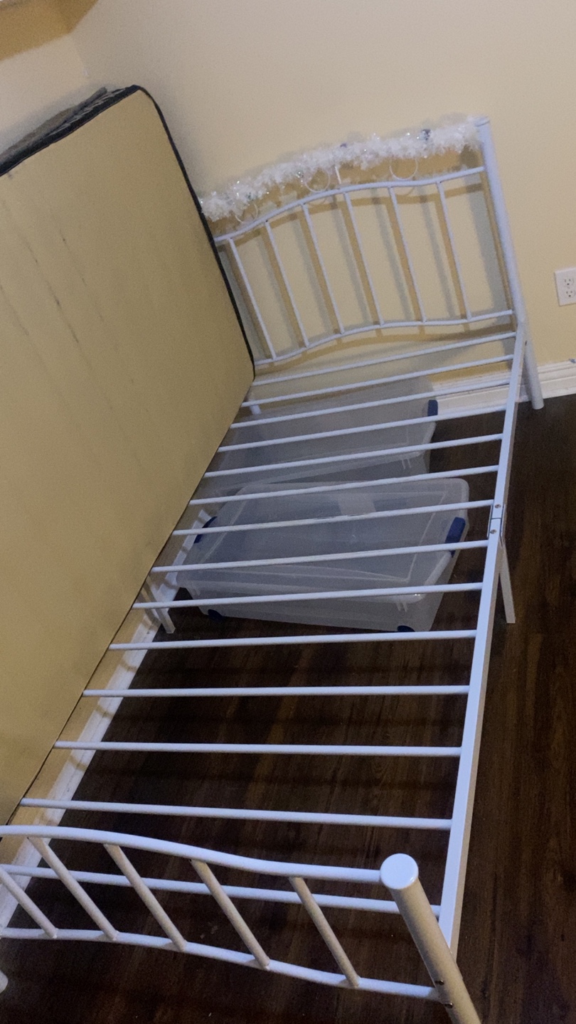 White Metal Twin Bed Frame