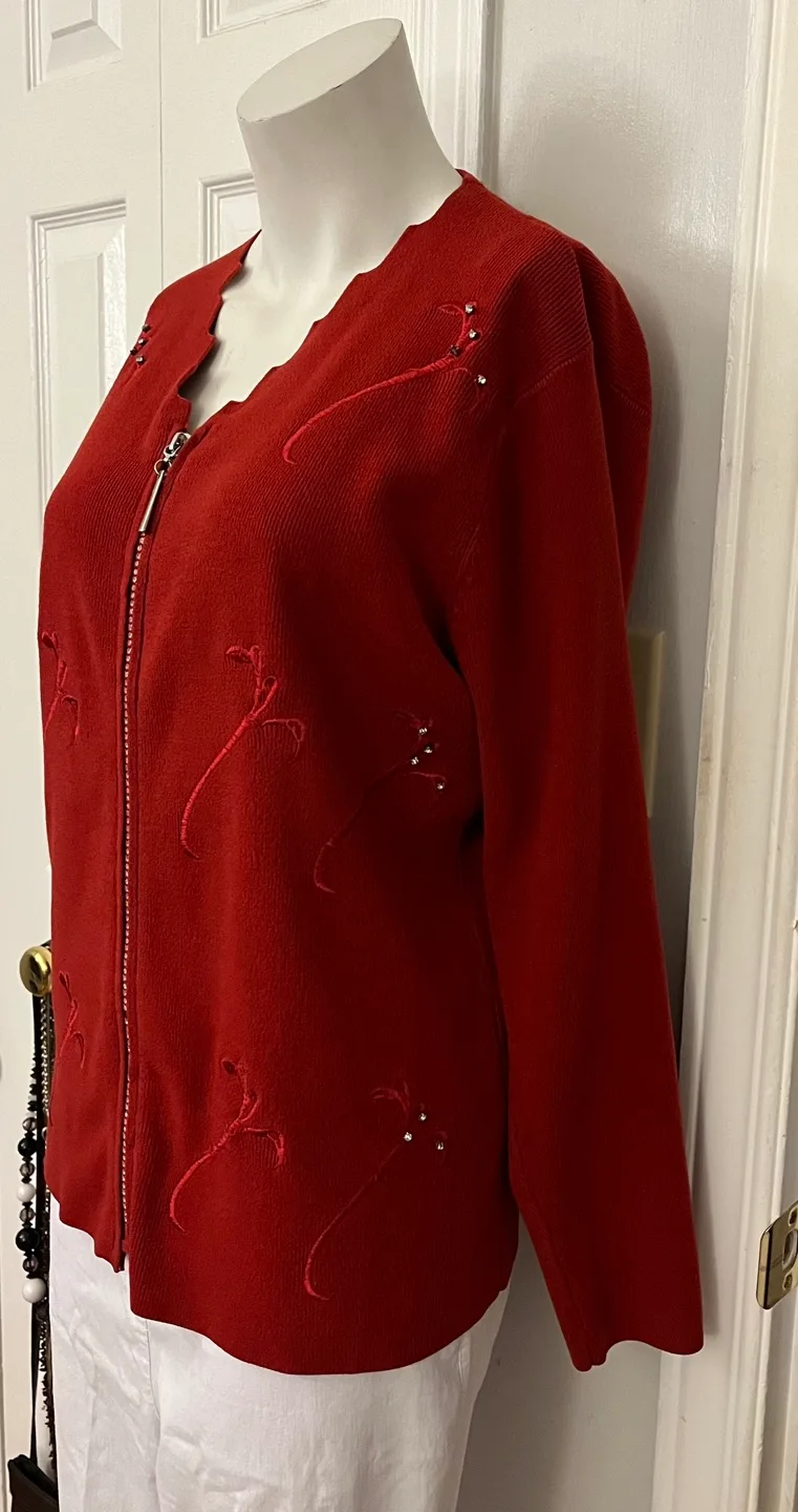 Model France Red Knit Cardigan - Size M image indicator(3)