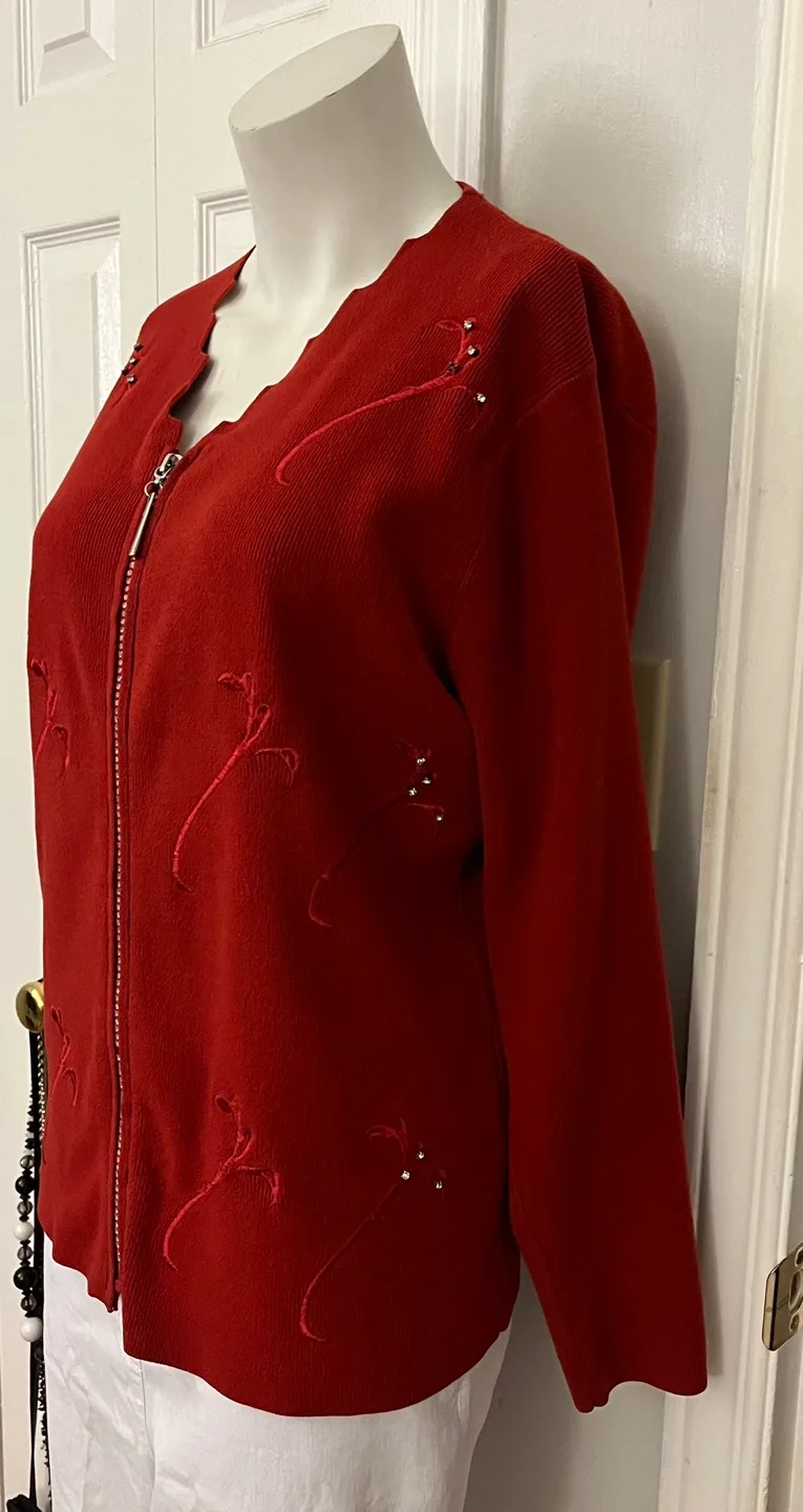 Model France Red Knit Cardigan - Size M image indicator(4)