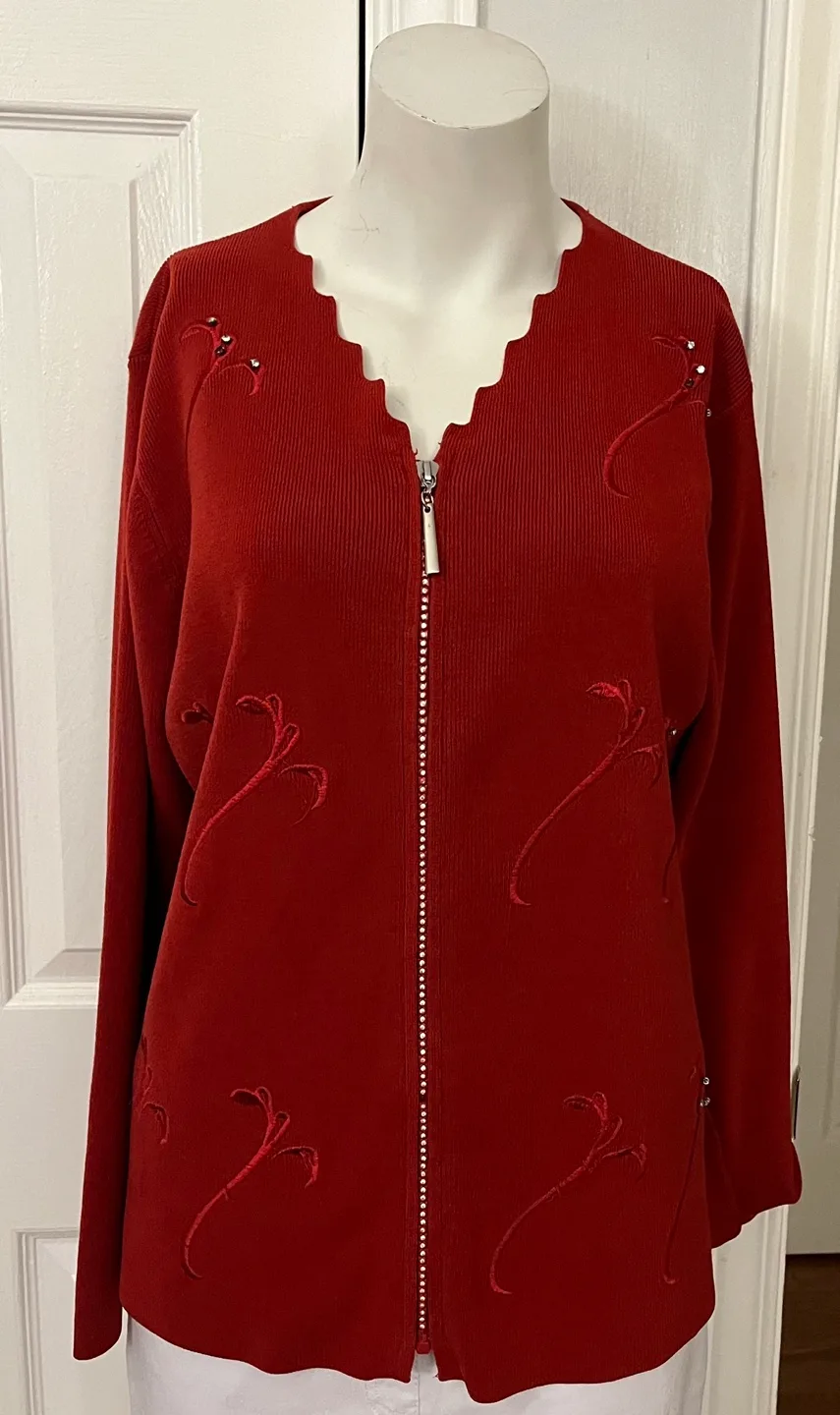 Model France Red Knit Cardigan - Size M image indicator(6)