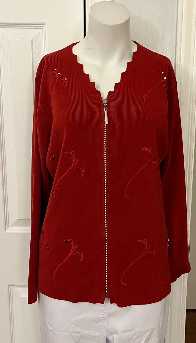 Model France Red Knit Cardigan - Size M image indicator(10)