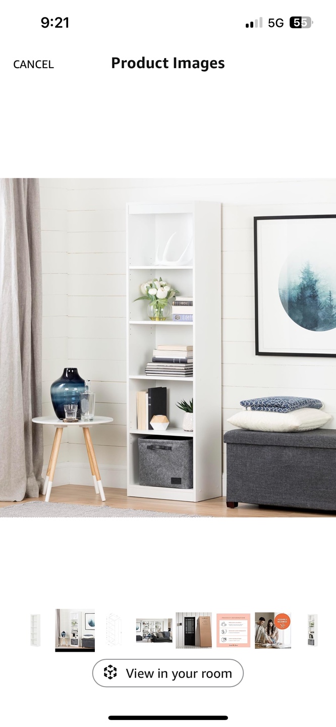 White 5-shelf bookcase