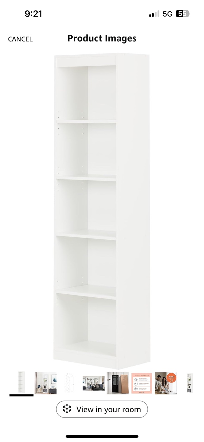 White 5-shelf bookcase - photo 3