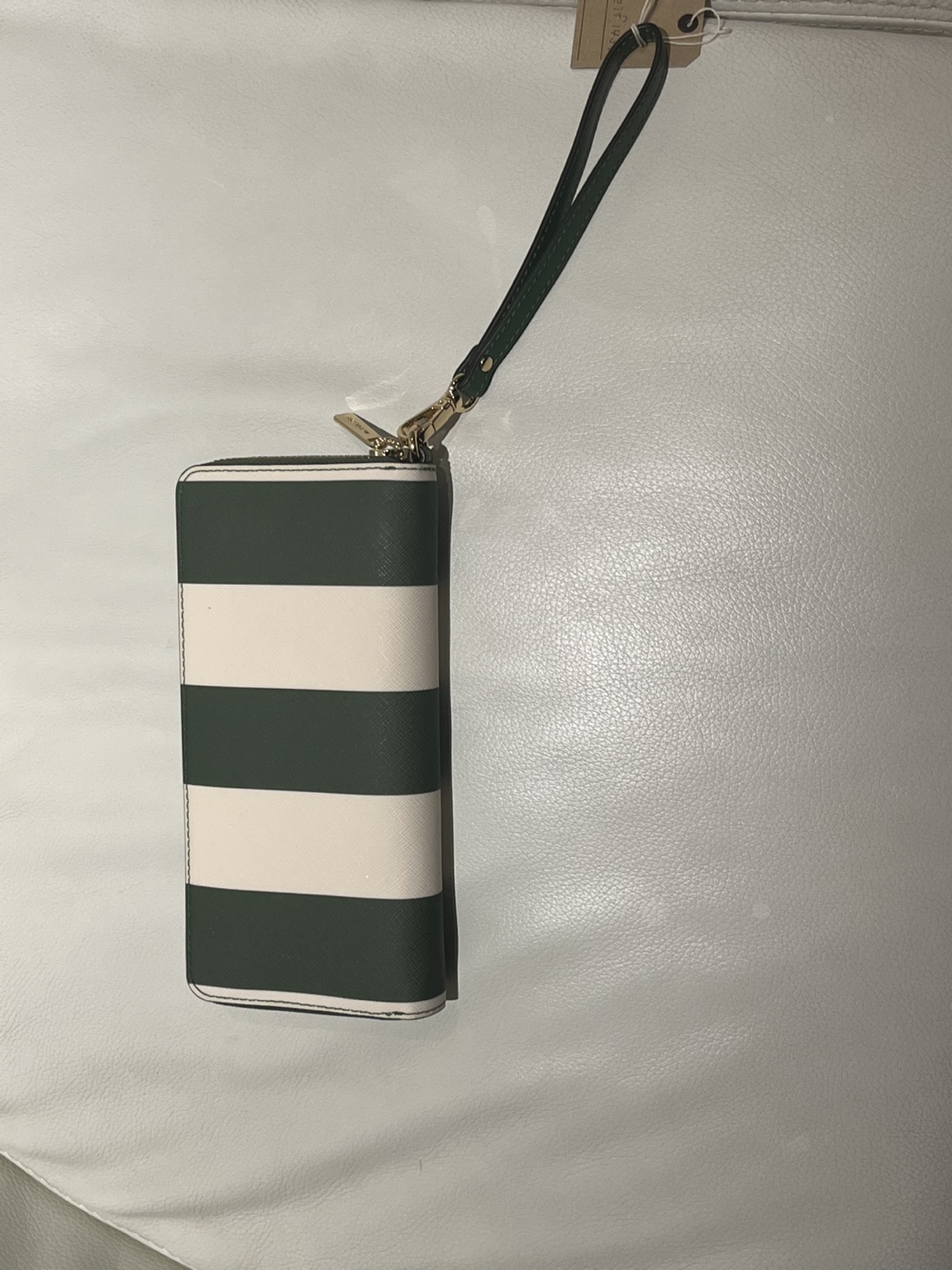 Michael Kors Green and White Striped Zip Around Wallet - photo 3
