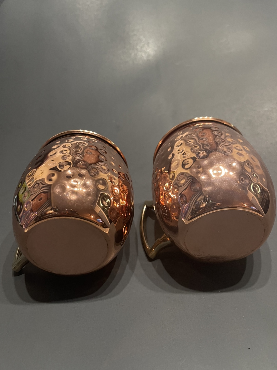 Set of Two Hammered Copper Moscow Mule Mugs