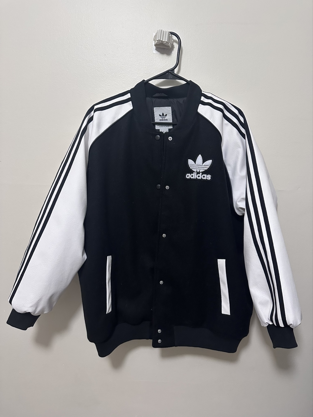 Adidas SST Oversized Varsity Jacket - Black & White
