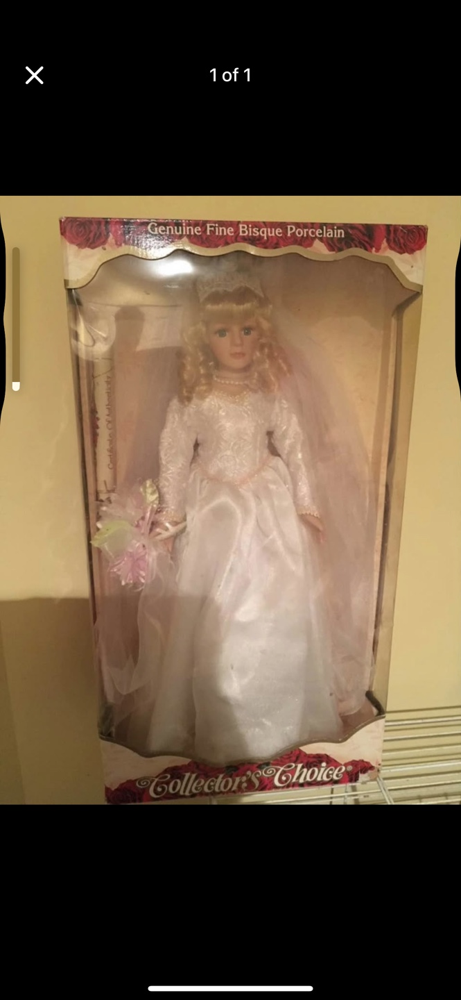 Collectible Wedding dress porcelain doll.