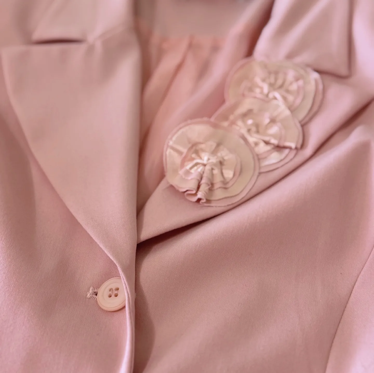 Vintage Rayon Rose Detail Button-Up Blazer image indicator(2)