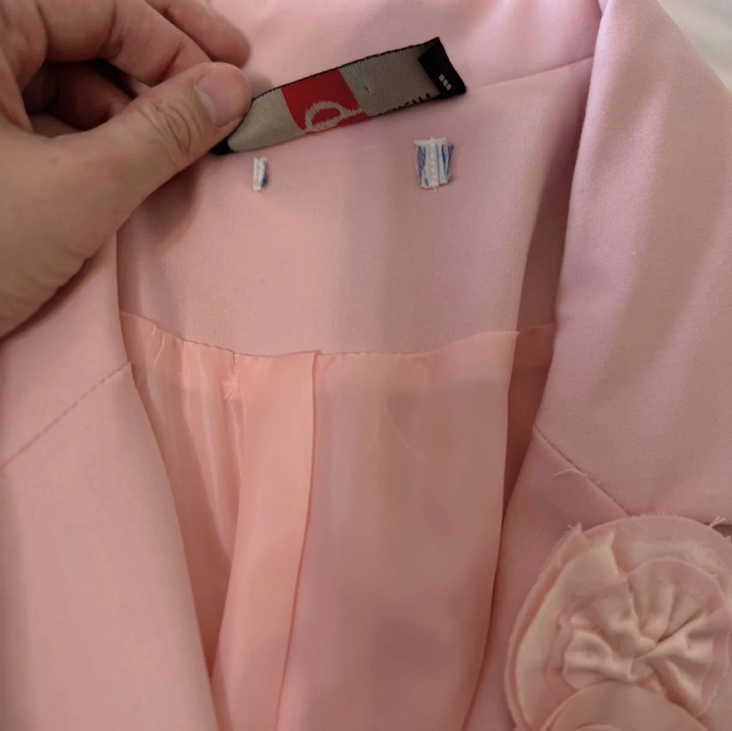 Vintage Rayon Rose Detail Button-Up Blazer image indicator(9)