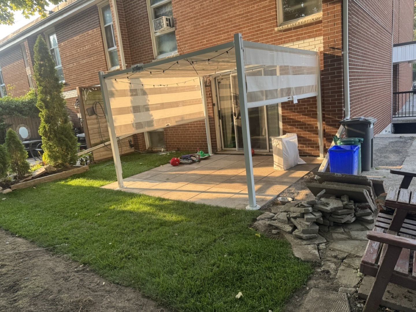 White Pergola/Gazebo -  Home Depot Raffia Pergola