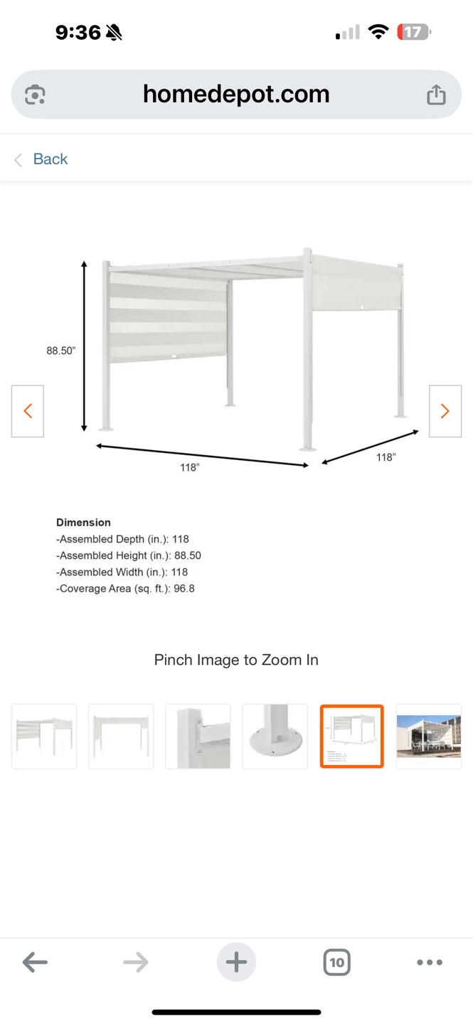 White Pergola/Gazebo -  Home Depot Raffia Pergola - photo 3