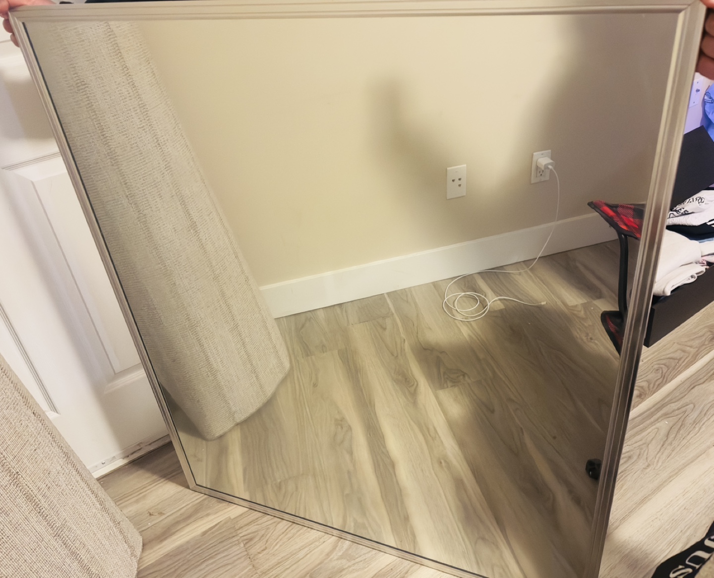 Large Floor Mirror with Silver Frame