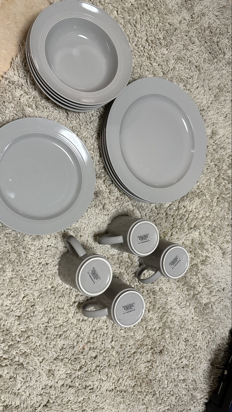 Grey Stoneware Dinnerware Set with Mugs - photo 5
