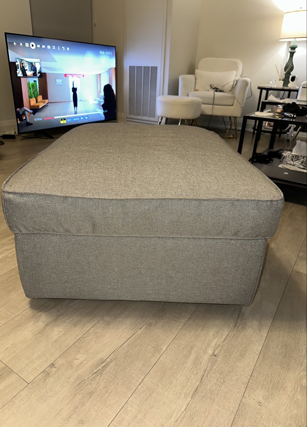 Grey Fabric Storage Ottoman - Ikea kivik - photo 3