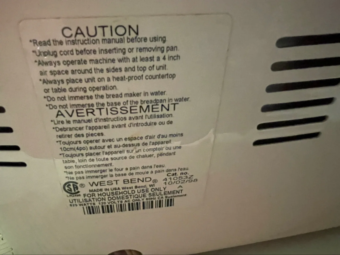 💚West Bend Automatic Bread & Dough Maker image indicator(9)