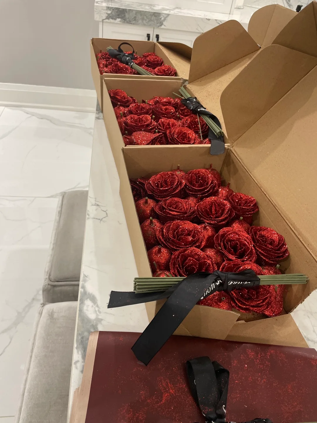 Bulk Red Glitter Roses - Perfect for Weddings or Events image indicator(3)