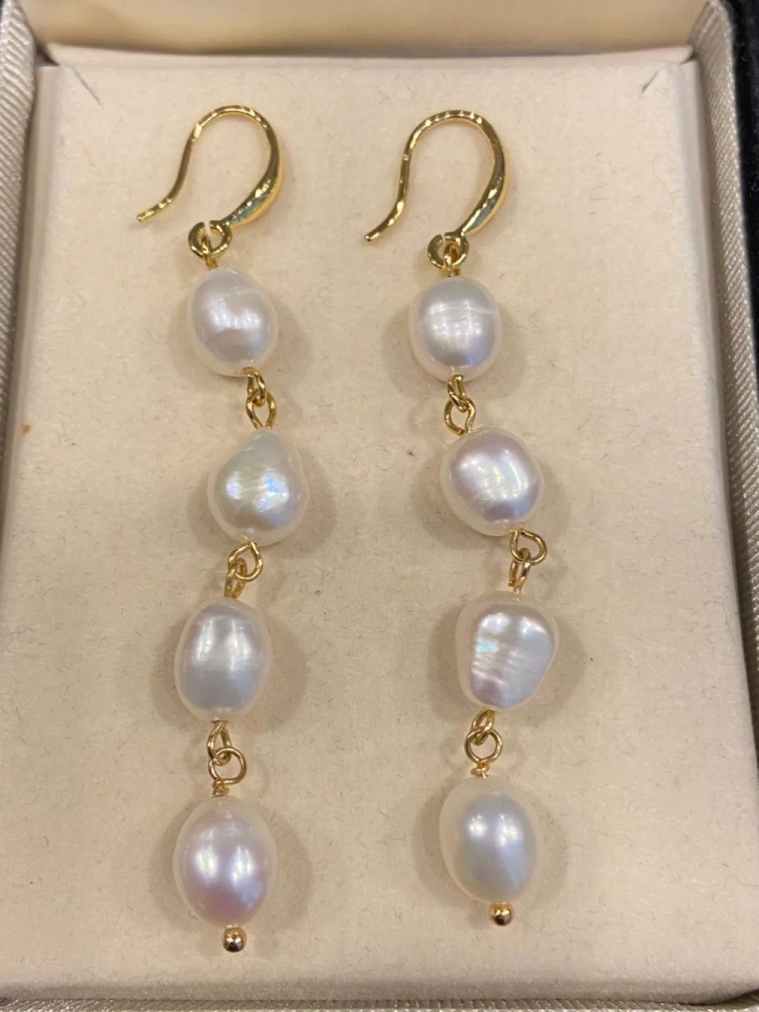 Genuine 18K Gold over vintage Brass | natural pearls image indicator(2)