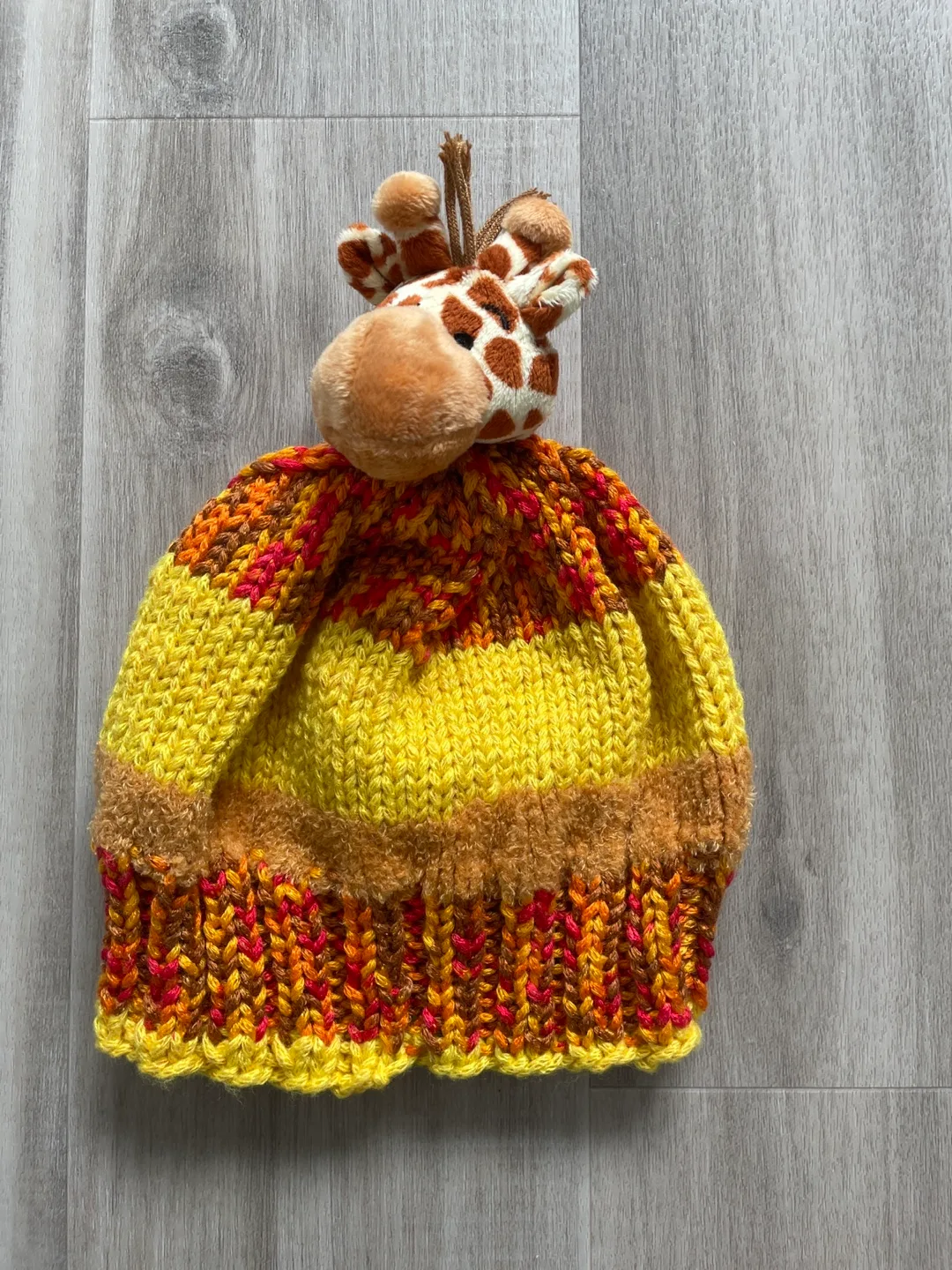 Adorable Handmade Giraffe Knit Hat thumbnail