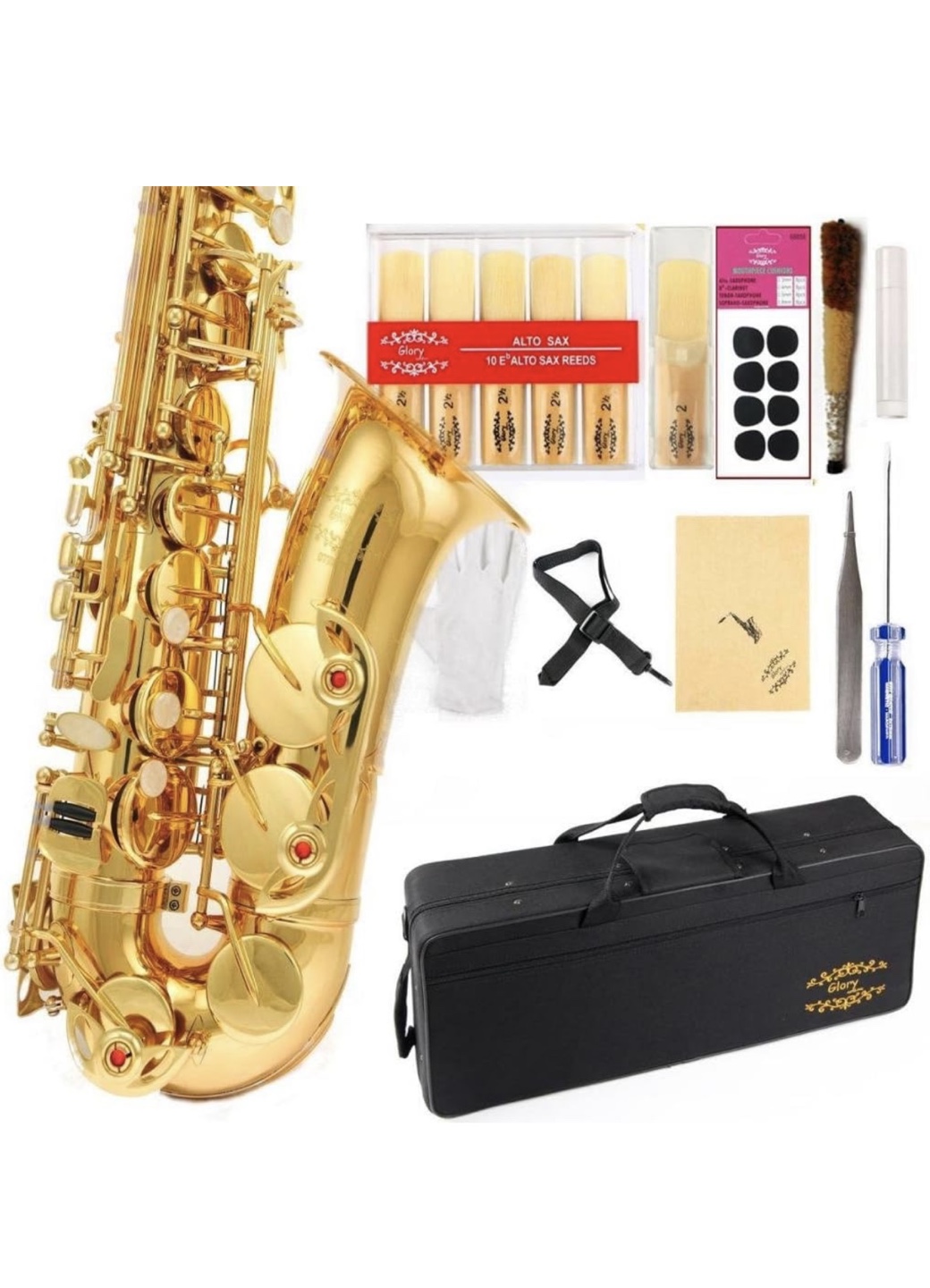 Gold Lacquer Alto Saxophone with Case and Accessories