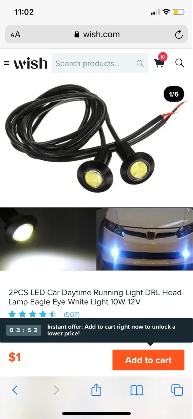 LED Car Daytime Running Lights, 10mm Pre-Wired Bulbs image indicator(2)
