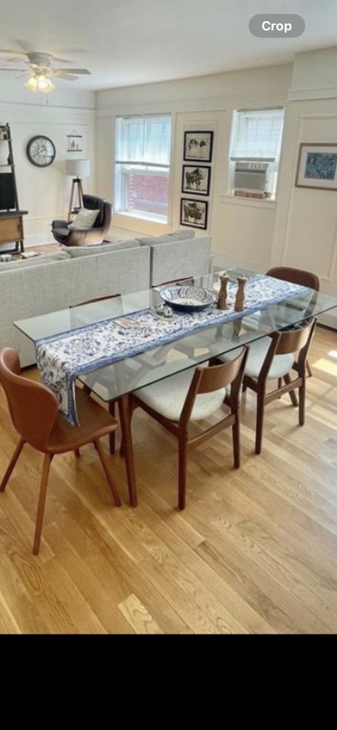 Glass Top Dining Table with Six Chairs