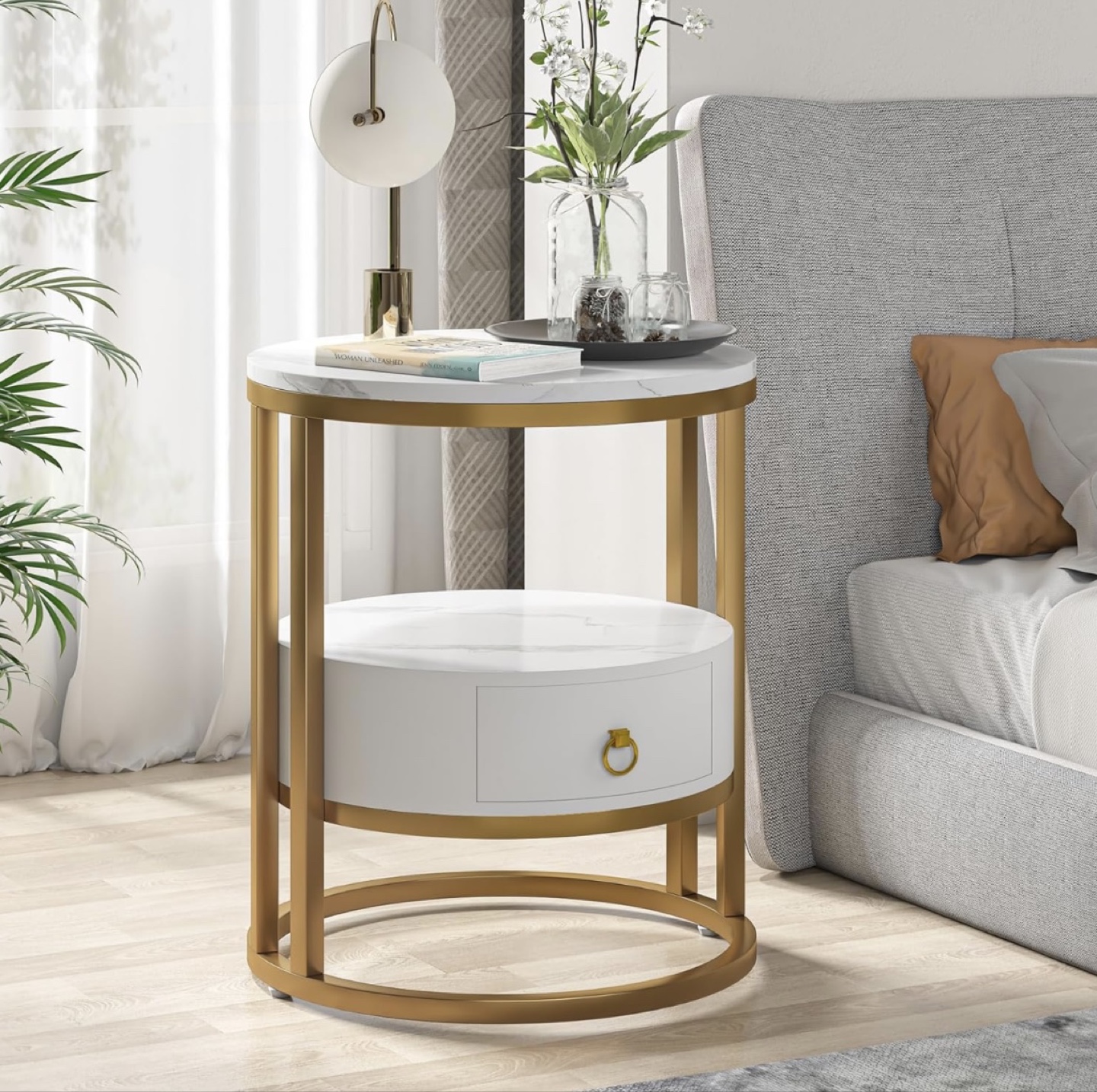 White & Gold Nightstand