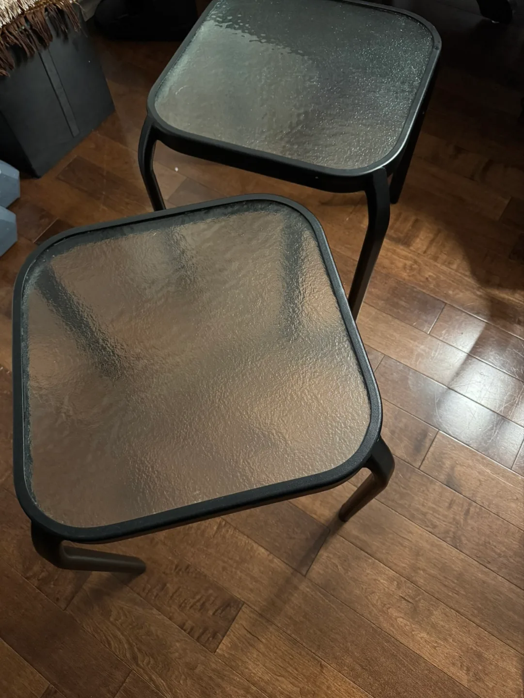 Pair of Square Glass Top Accent Tables thumbnail
