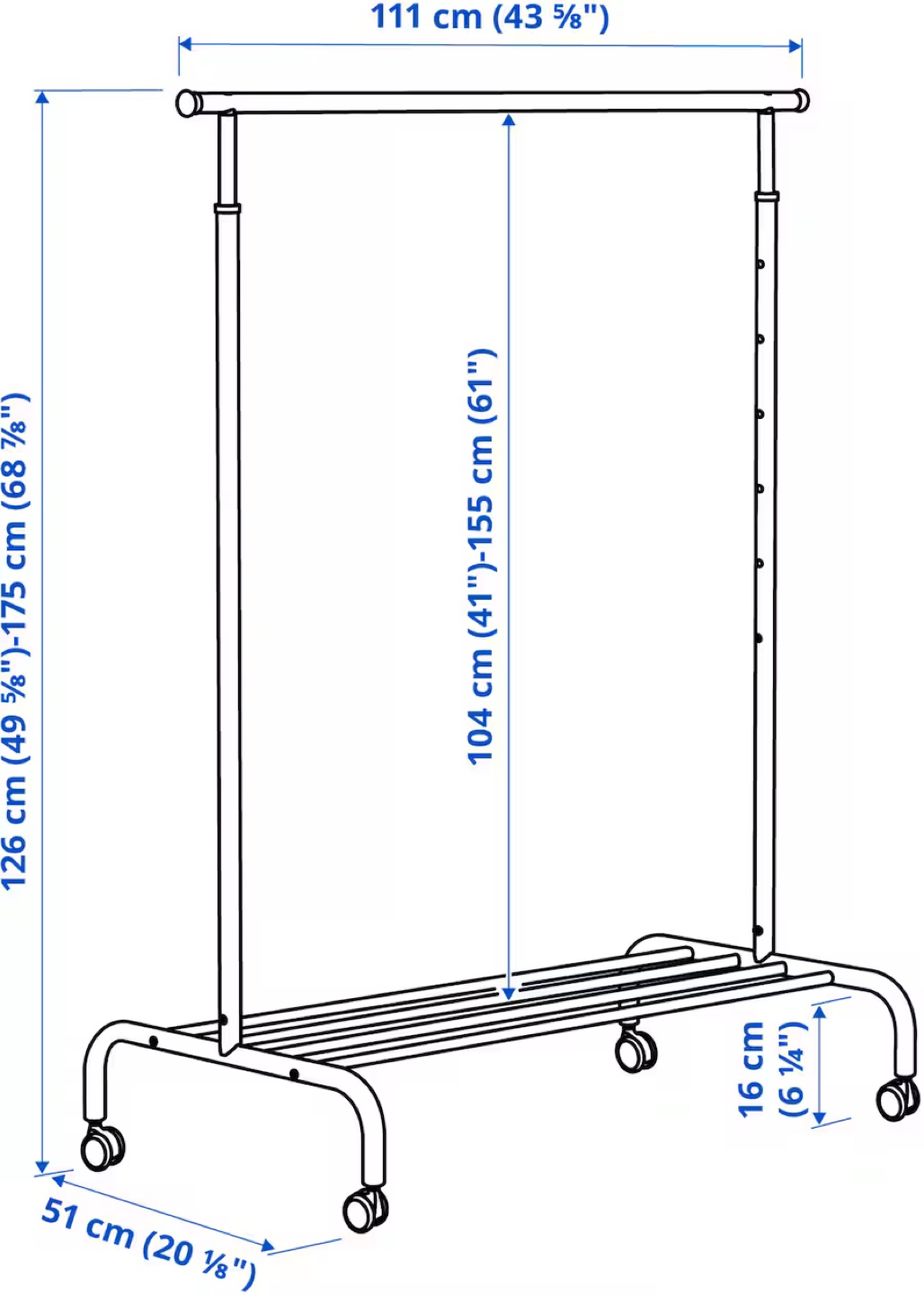 IKEA MULIG Clothes Rack on Wheels - White - photo 3
