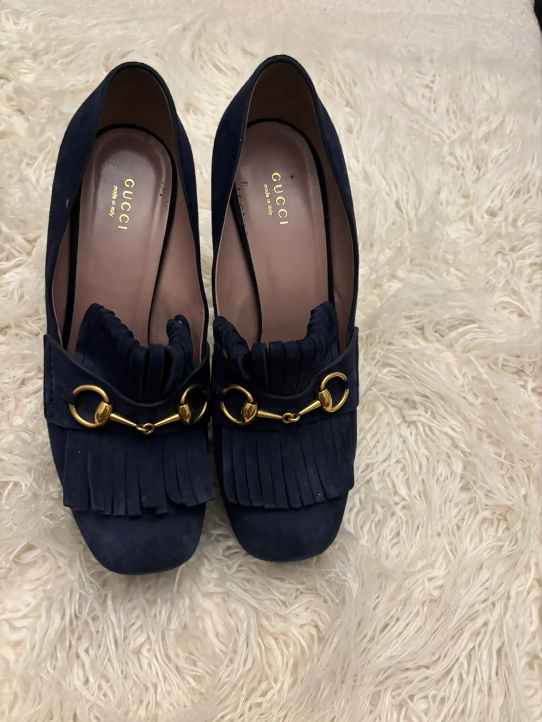 Gucci Navy Suede Platform Heels Size 41 thumbnail