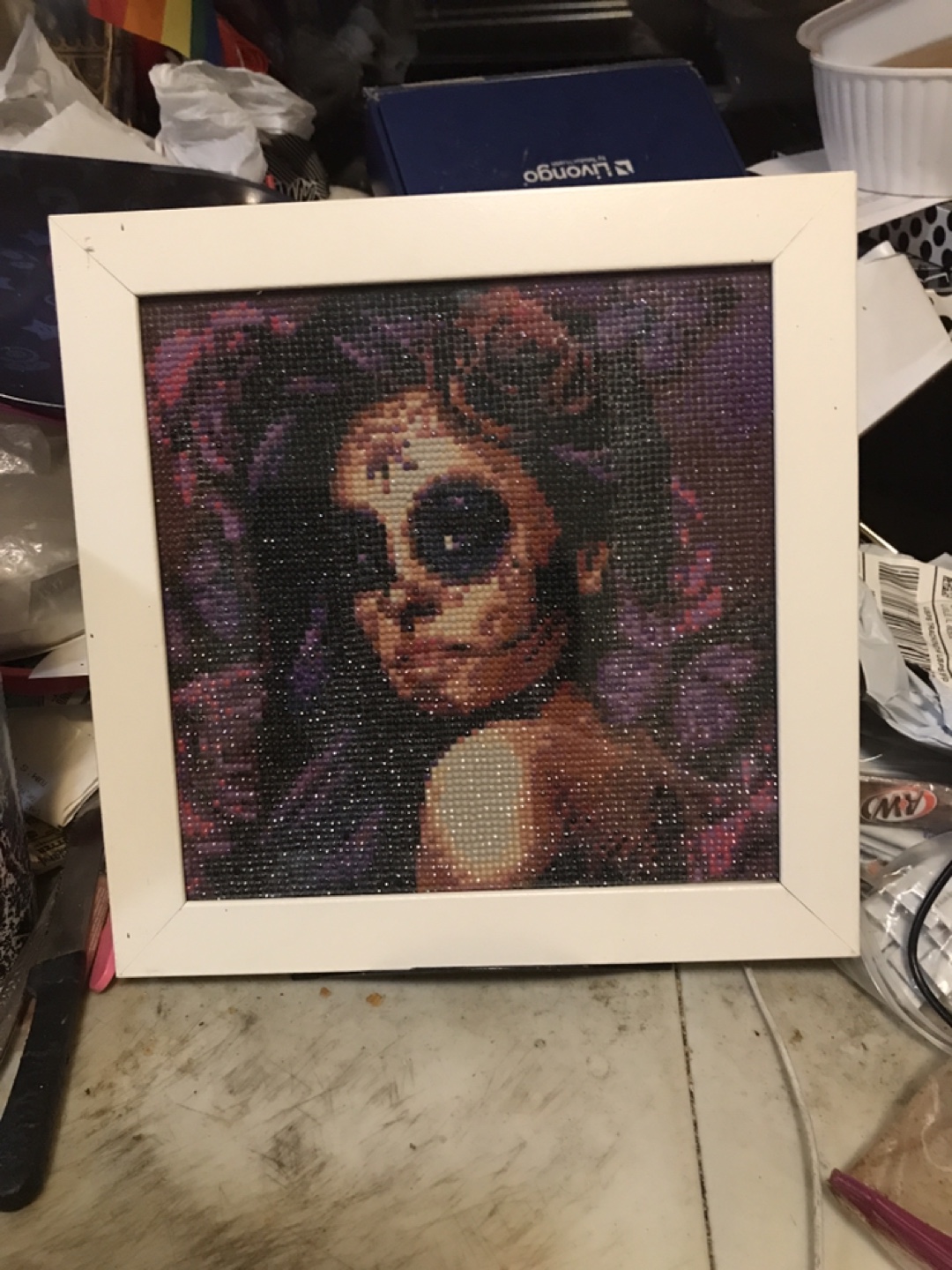 Framed Sugar Skull Woman wall art