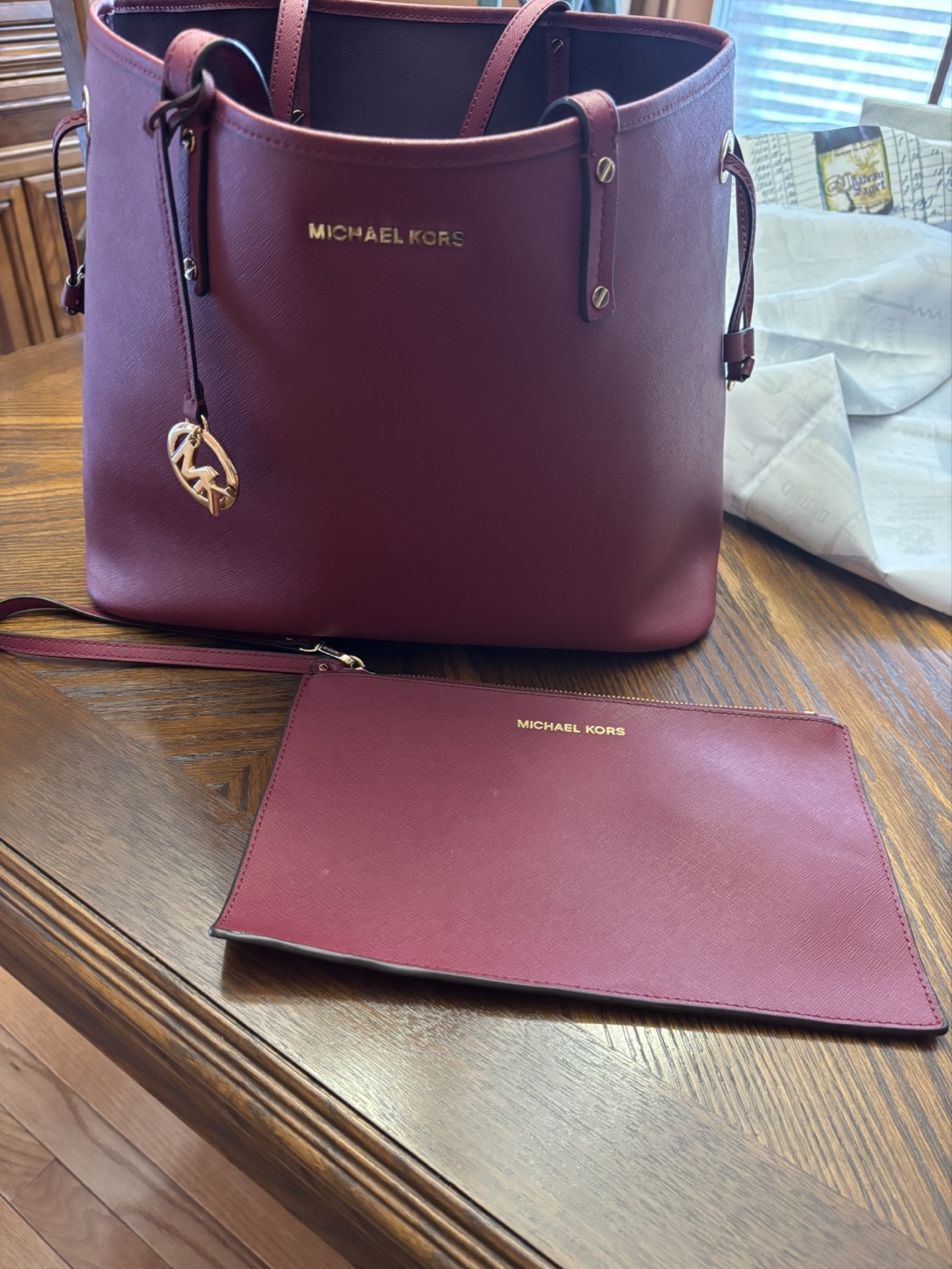 Michael Kors Tote purse wine colour