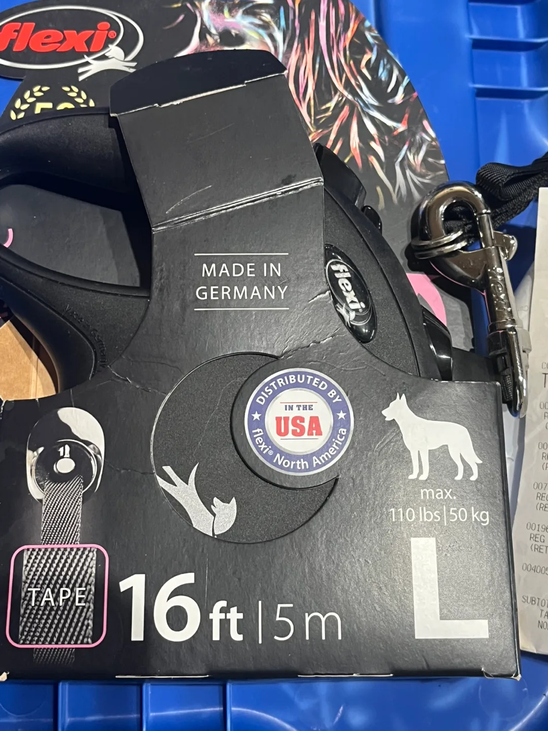 Flexi New Dog Leash 16ft/5m Black & Pink image indicator(2)