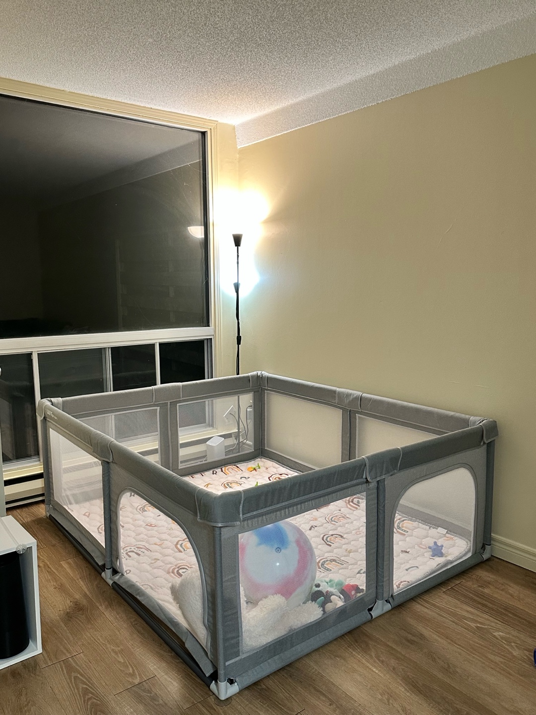 Grey Playpen with Mesh Sides