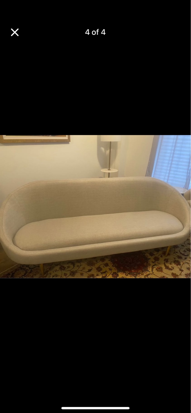 Light Grey Curved Sofa with Gold Legs