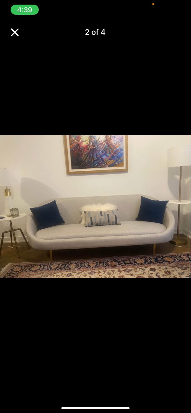 Light Grey Curved Sofa with Gold Legs - photo 3