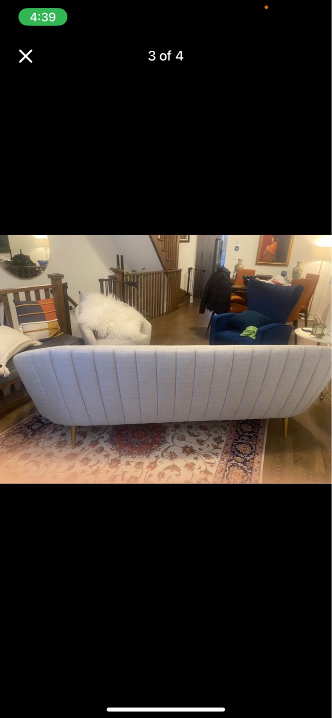 Light Grey Curved Sofa with Gold Legs - photo 2