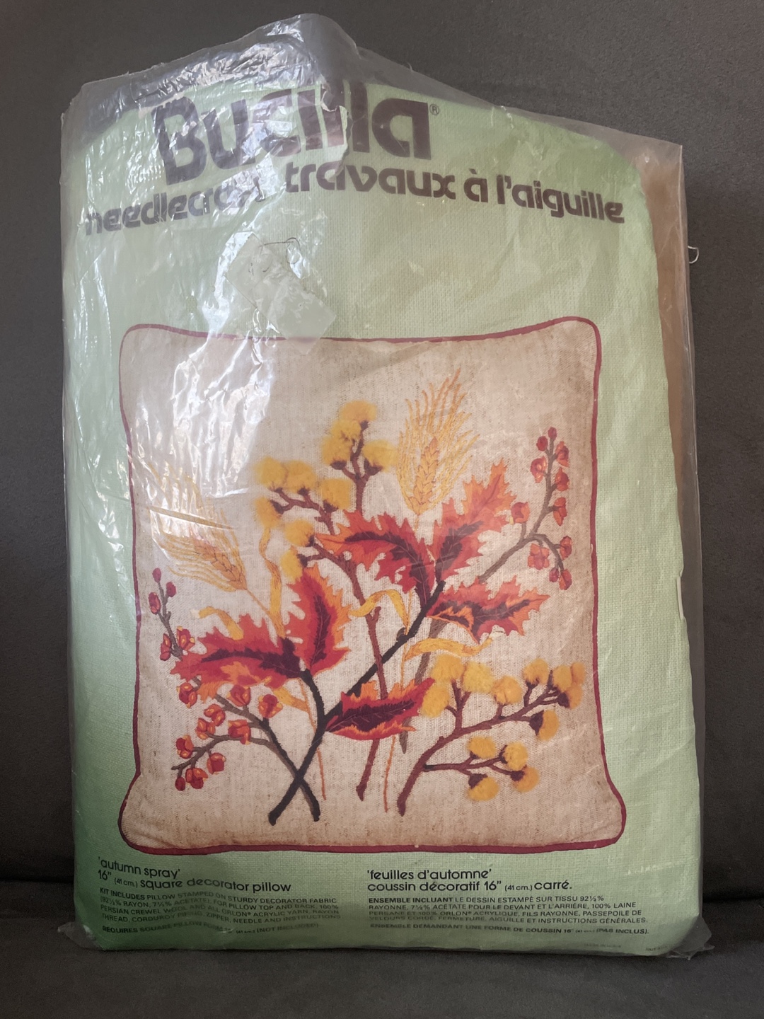Bucilla Autumn Spray Needlepoint Pillow Kit