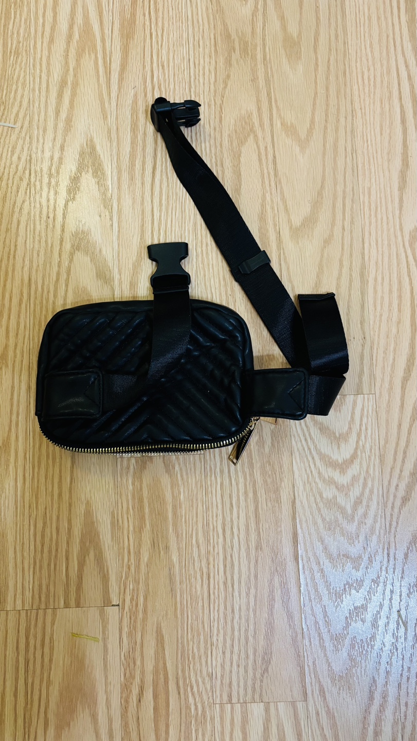 Black Quilted Fanny waist Pack with Adjustable Strap