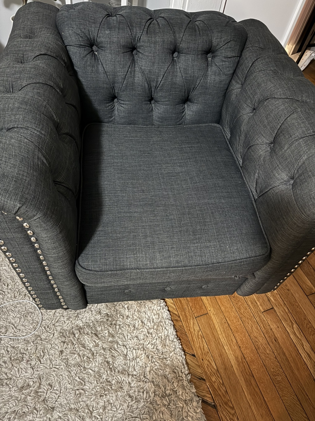 Dark Gray Tufted Accent Chair - photo 3
