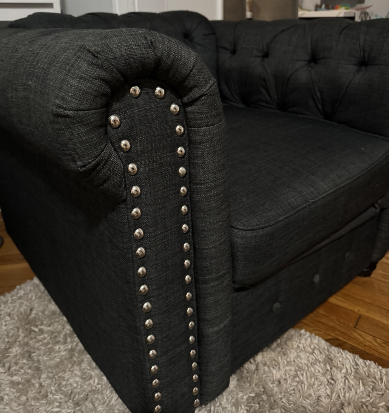 Dark Gray Tufted Accent Chair - photo 2