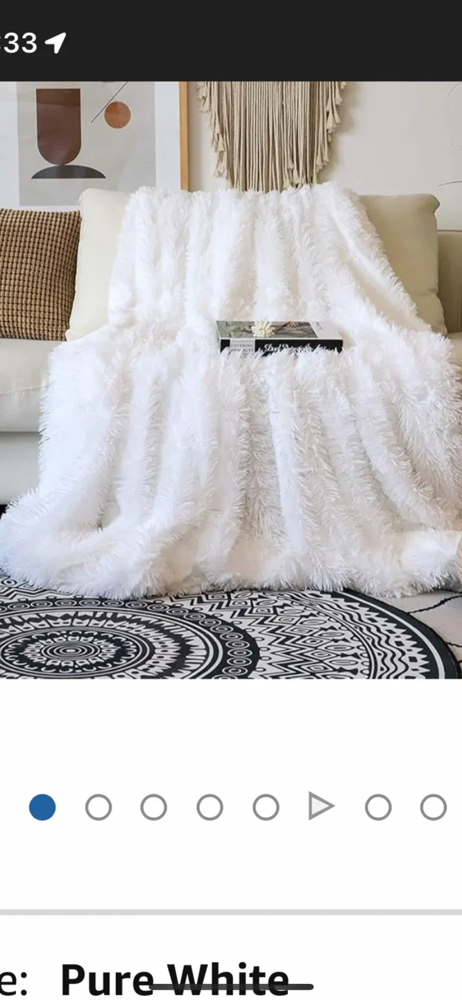 TEMU Knitted Throw Blanket with Tassels - Grey and Navy image indicator(4)