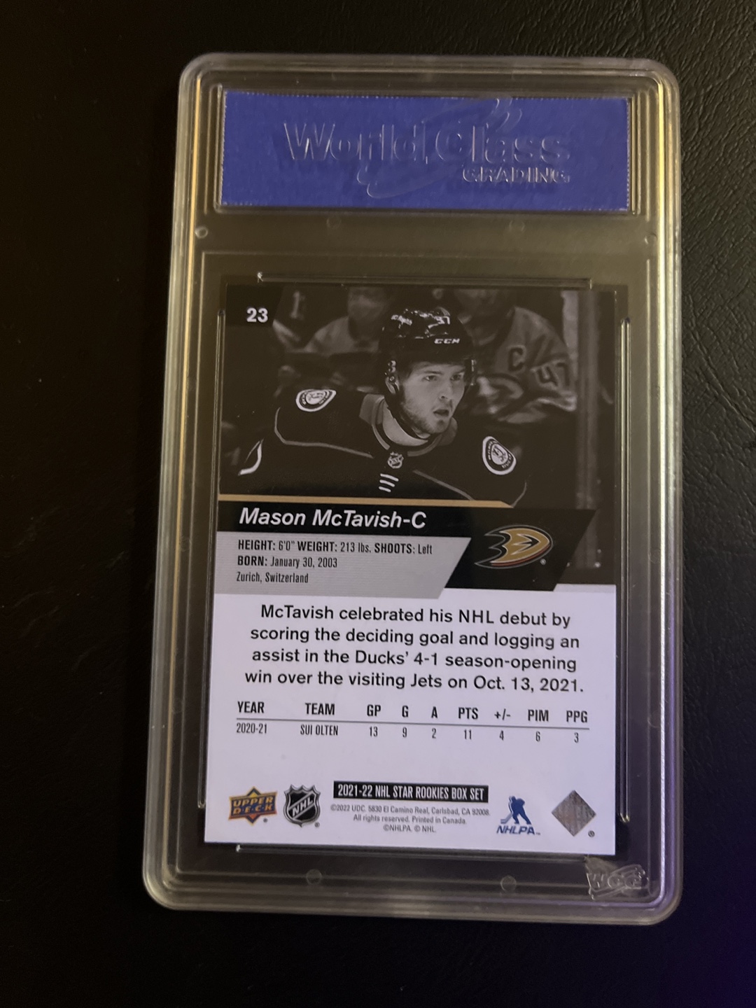 2021UD Mason McTavish NHL Star Rookies Card - Graded GEM-MT 10 - photo 2